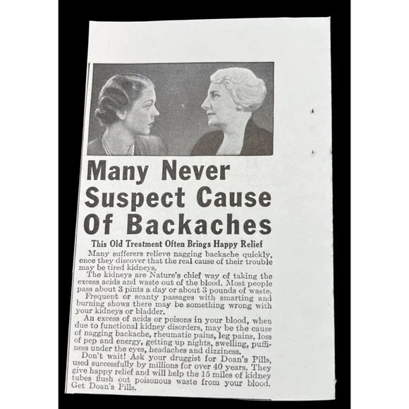Doan's Pills 1938 Vintage Print Ad Kidney Flush Out Backaches - Picture 1 of 8